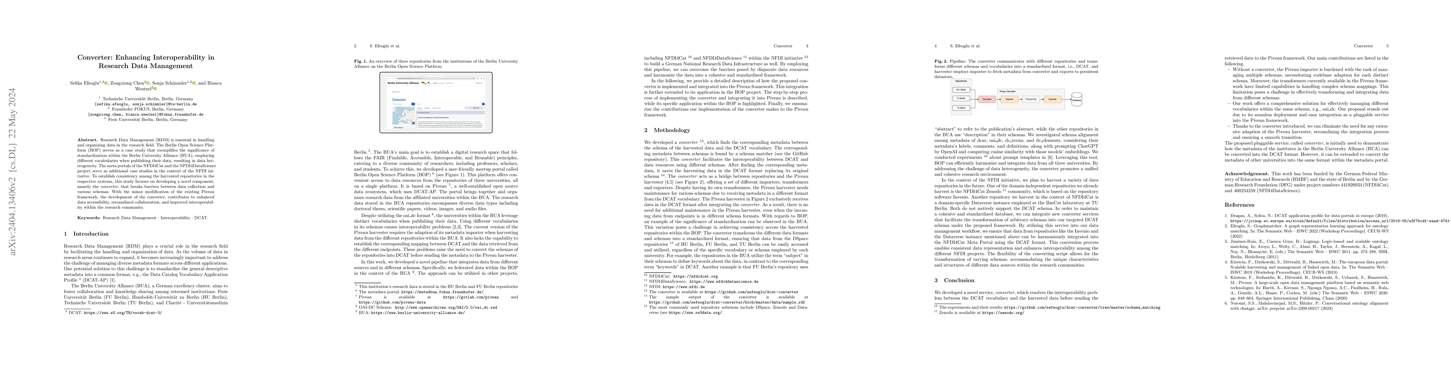 Thumbnail for Converter: Enhancing Interoperability in Research Data Management