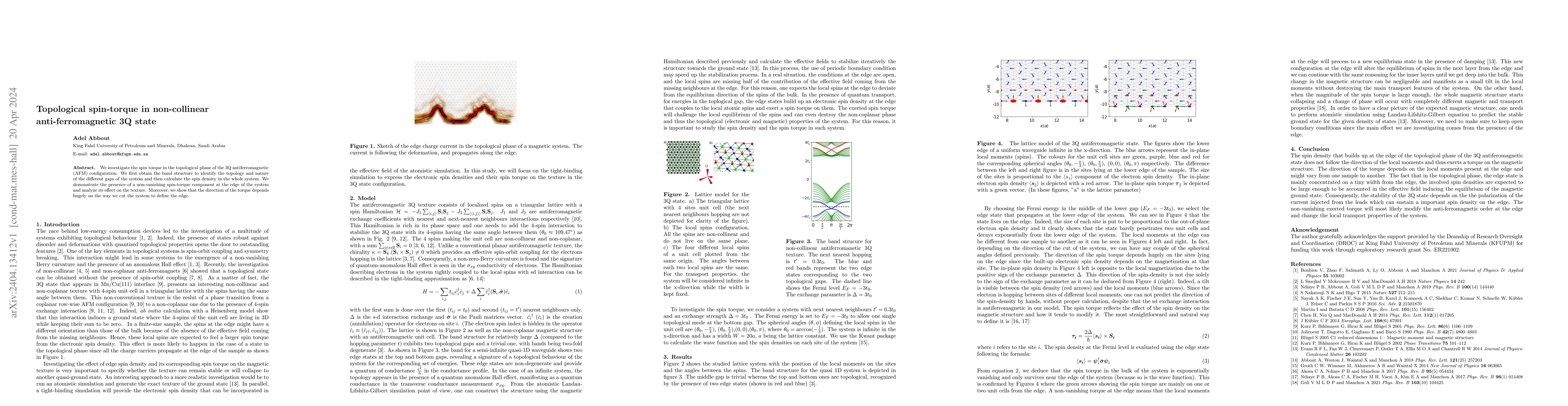 Thumbnail for Topological spin-torque in non-collinear anti-ferromagnetic 3Q state