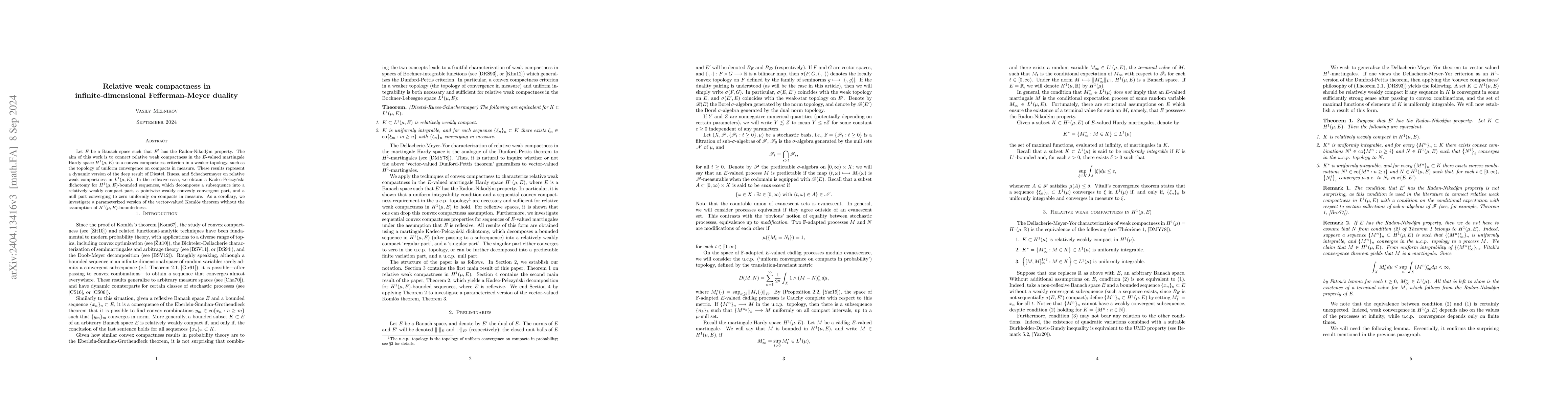 Thumbnail for Relative weak compactness in infinite-dimensional Fefferman-Meyer
  duality