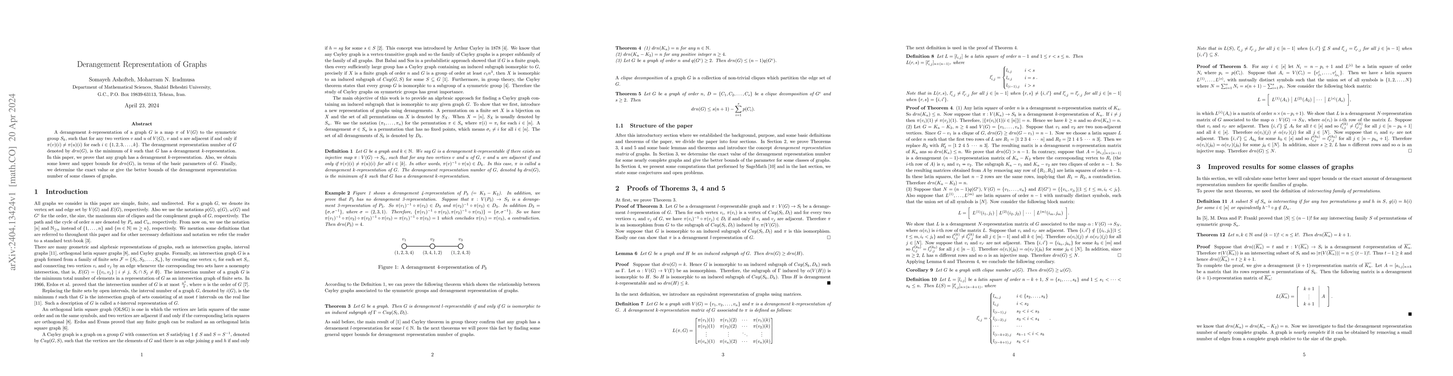 Thumbnail for Derangement Representation of Graphs