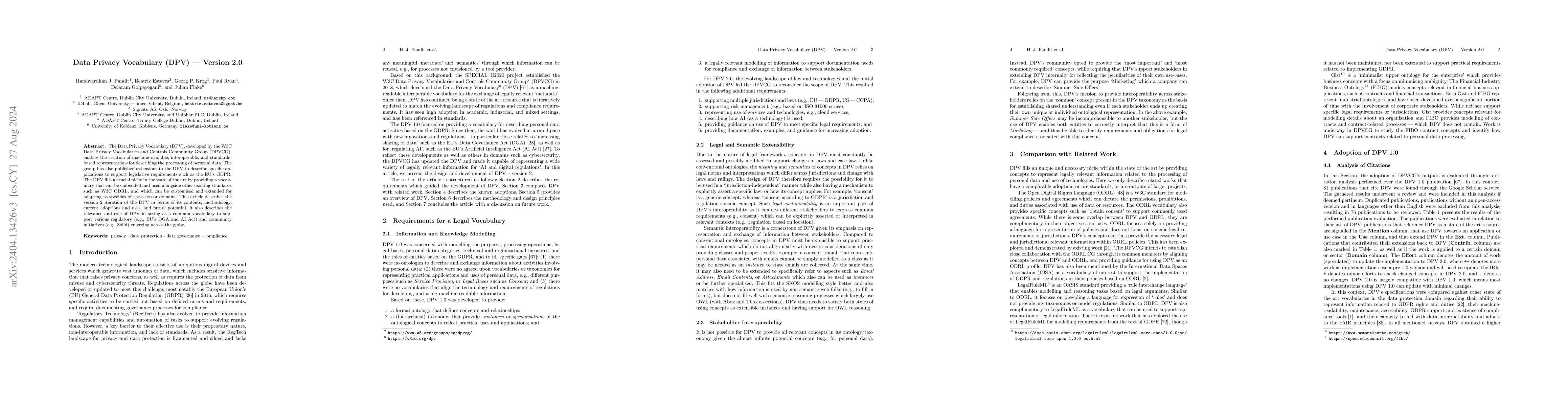 Thumbnail for Data Privacy Vocabulary (DPV) -- Version 2