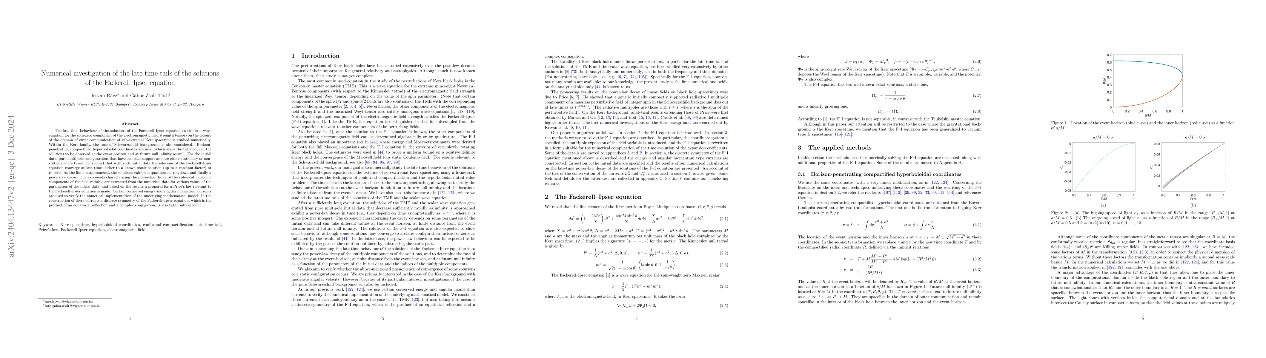 Thumbnail for Numerical investigation of the late-time tails of the solutions of the
  Fackerell-Ipser equation