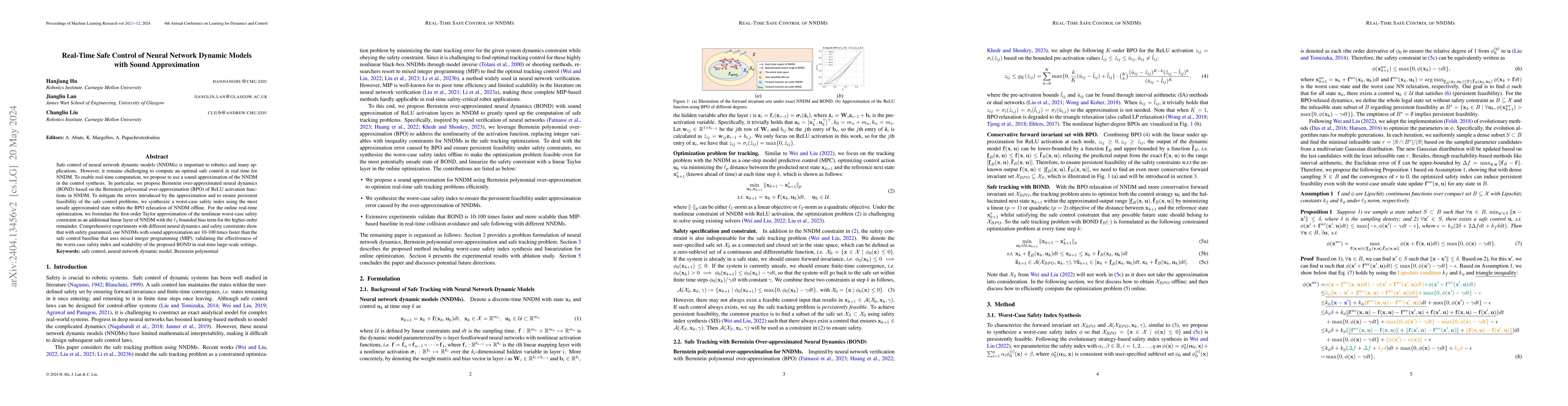 Thumbnail for Real-Time Safe Control of Neural Network Dynamic Models with Sound
  Approximation