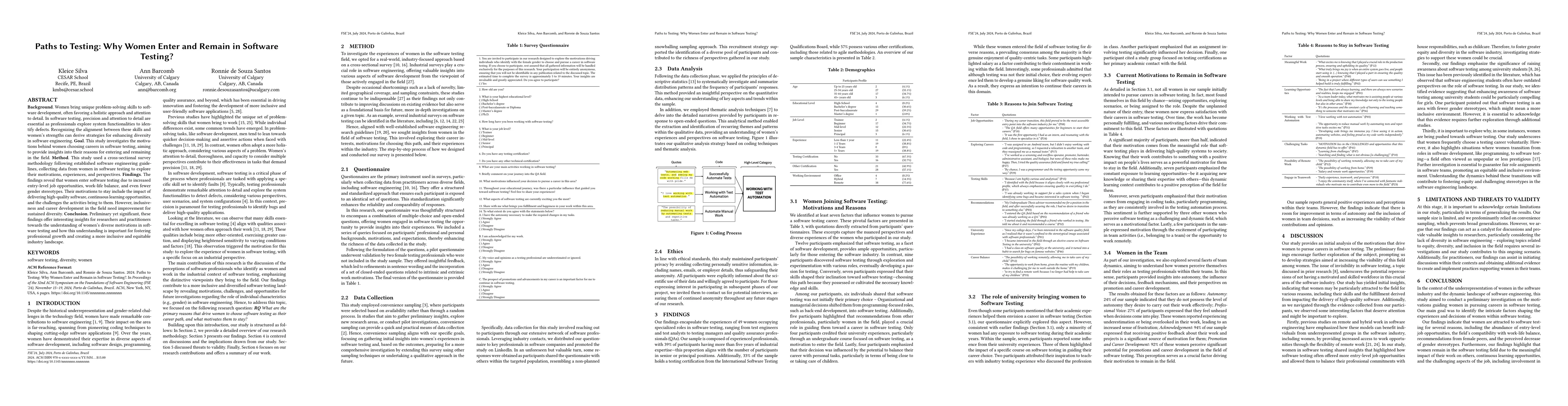 Thumbnail for Paths to Testing: Why Women Enter and Remain in Software Testing?