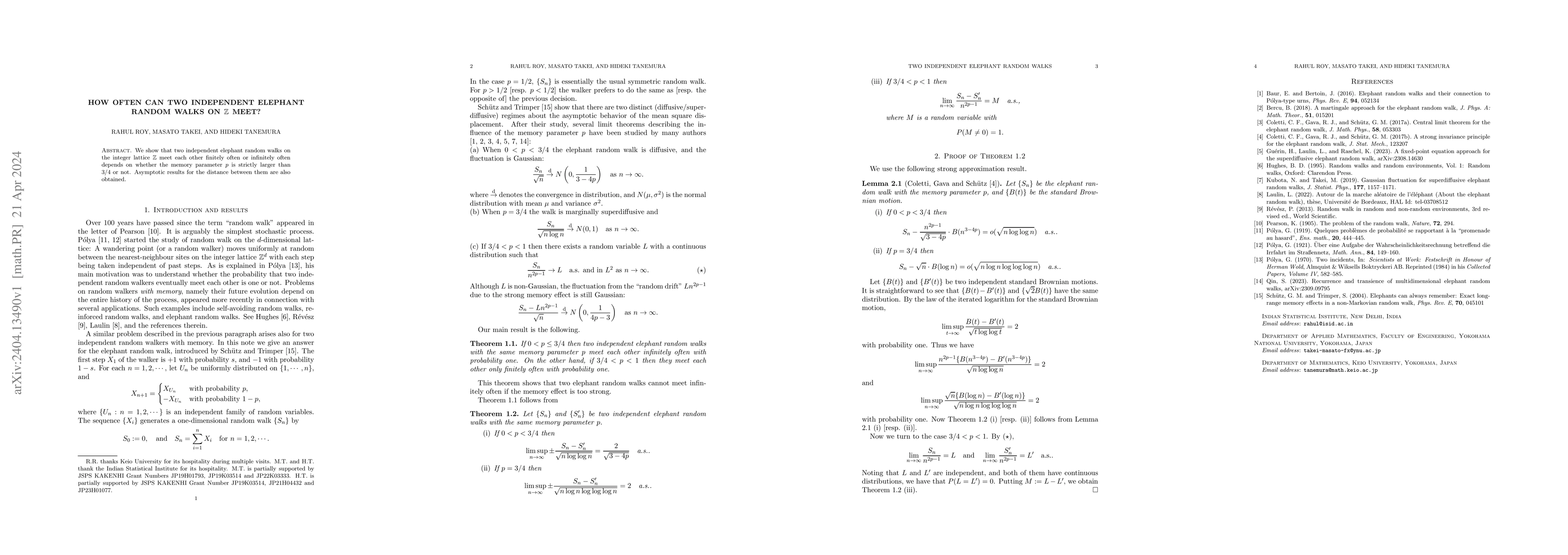 Thumbnail for How often can two independent elephant random walks on $\mathbb{Z}$
  meet?