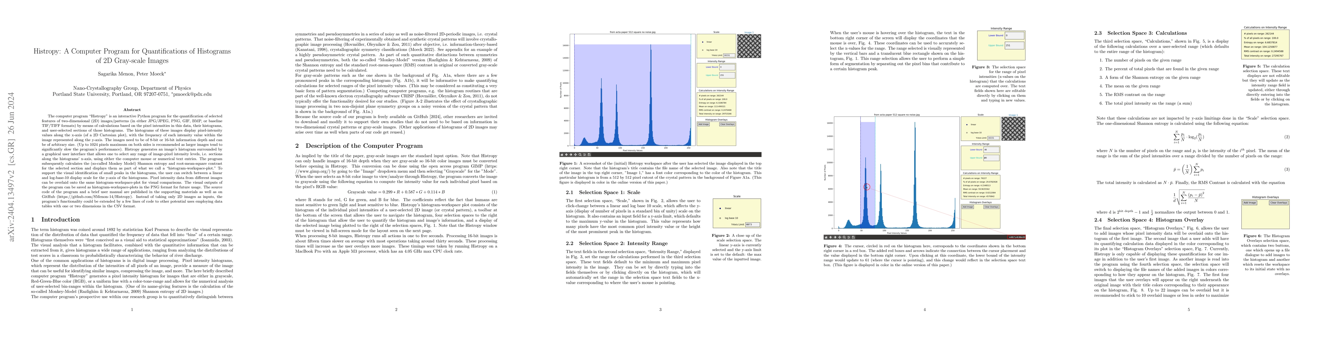 Thumbnail for Histropy: A Computer Program for Quantifications of Histograms of 2D
  Gray-scale Images