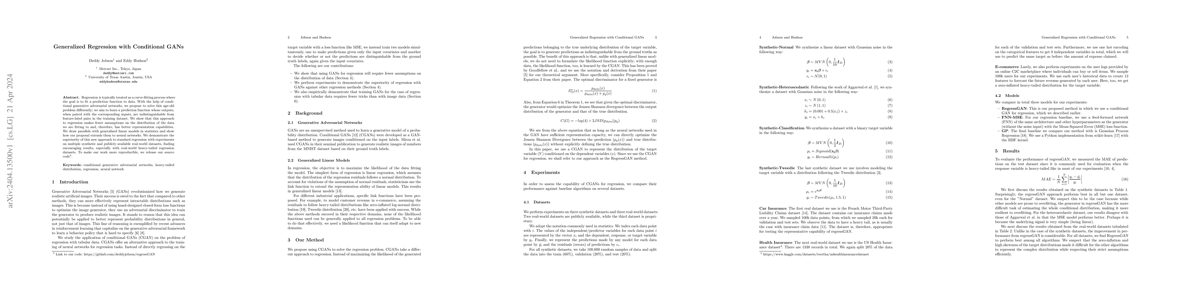 Thumbnail for Generalized Regression with Conditional GANs