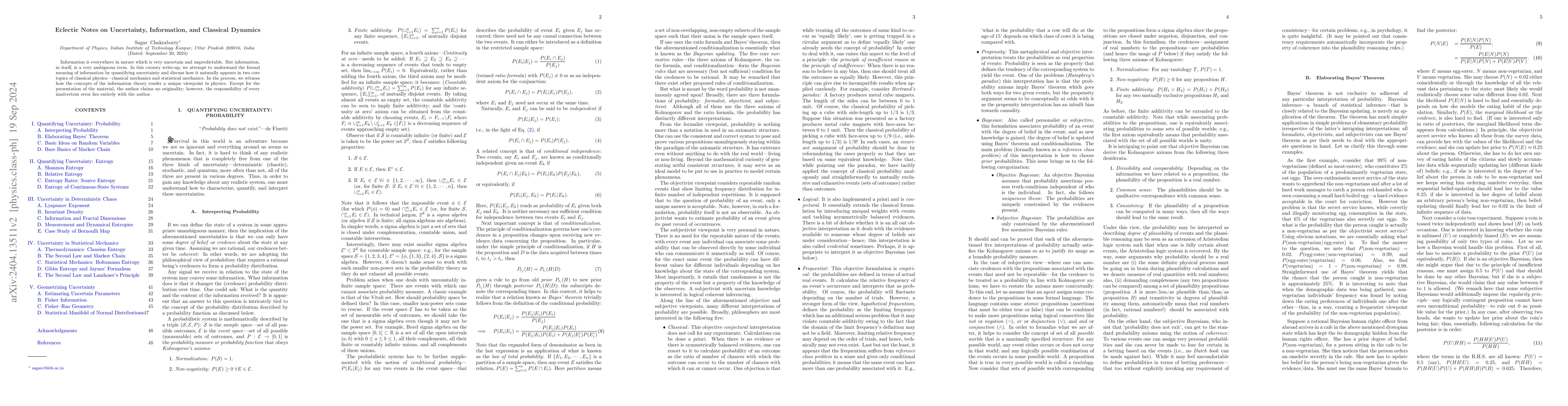 Thumbnail for Eclectic Notes on Uncertainty, Information, and Classical Dynamics