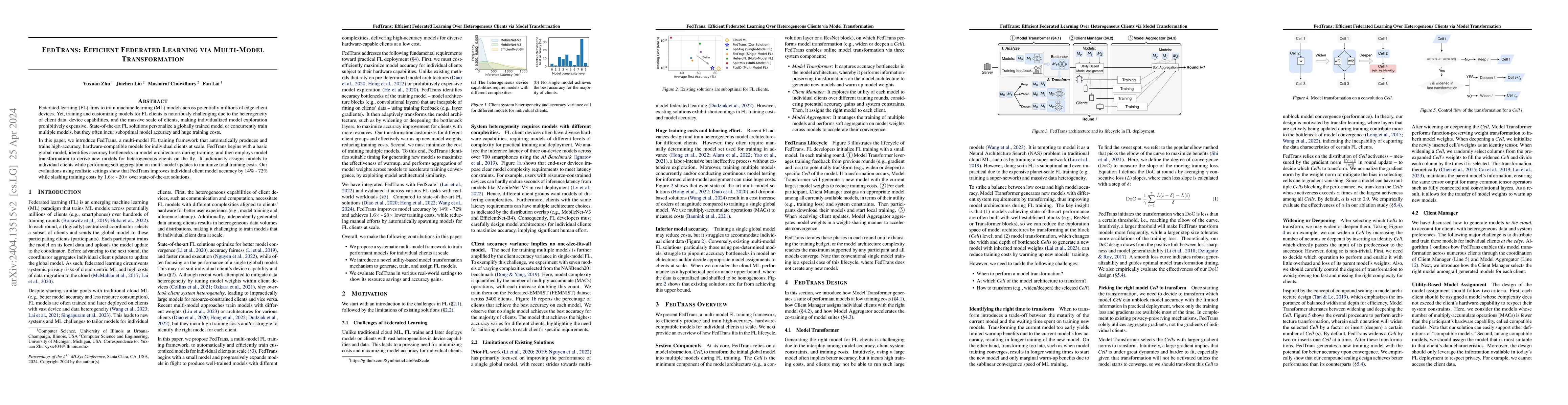 Thumbnail for FedTrans: Efficient Federated Learning via Multi-Model Transformation