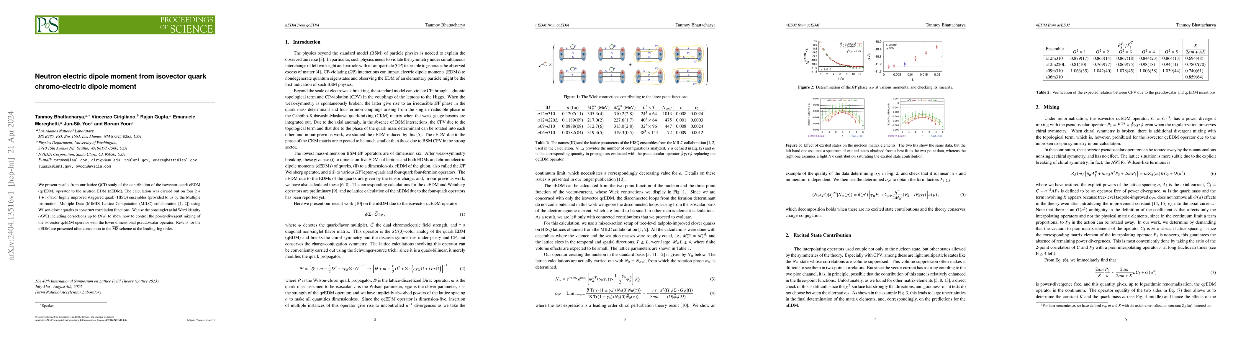 Thumbnail for Neutron electric dipole moment from isovector quark chromo-electric
  dipole moment