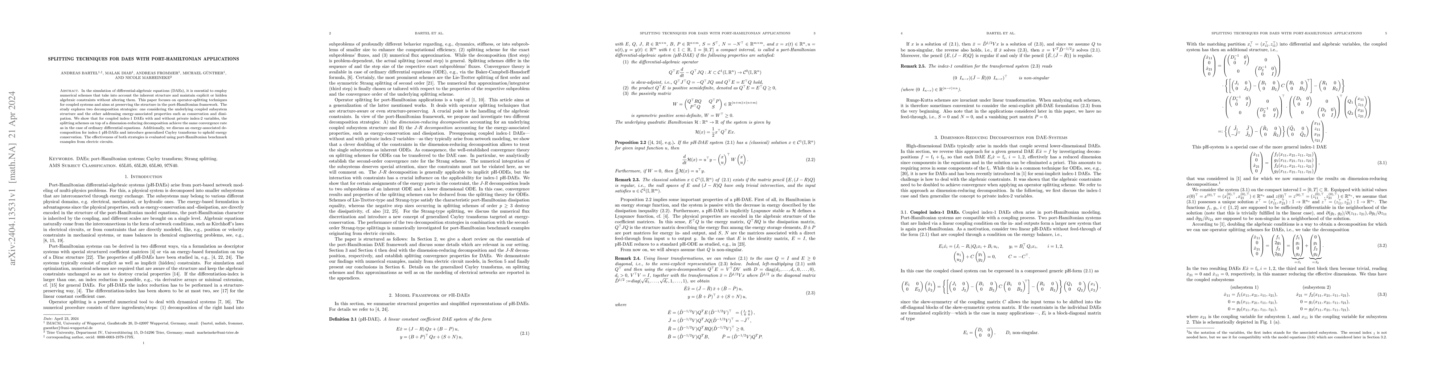 Thumbnail for Splitting Techniques for DAEs with port-Hamiltonian Applications