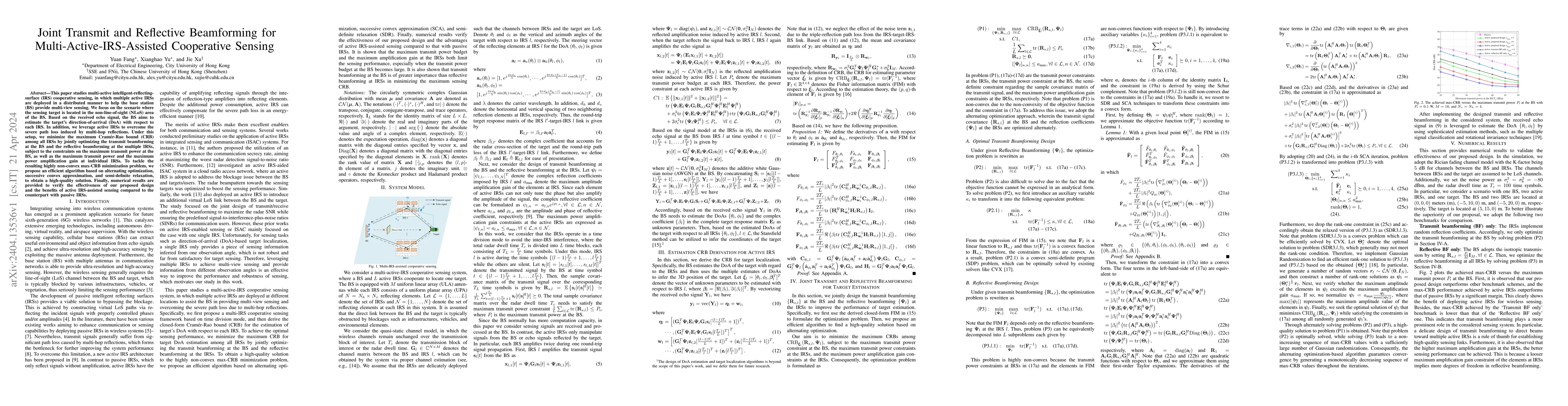 Thumbnail for Joint Transmit and Reflective Beamforming for Multi-Active-IRS-Assisted
  Cooperative Sensing