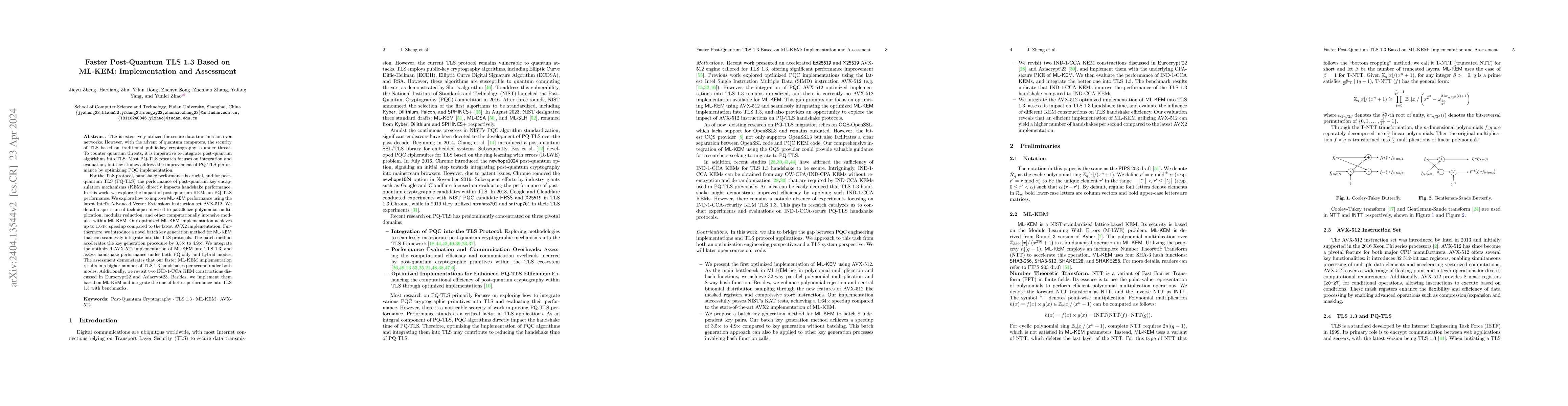 Thumbnail for Faster Post-Quantum TLS 1.3 Based on ML-KEM: Implementation and
  Assessment