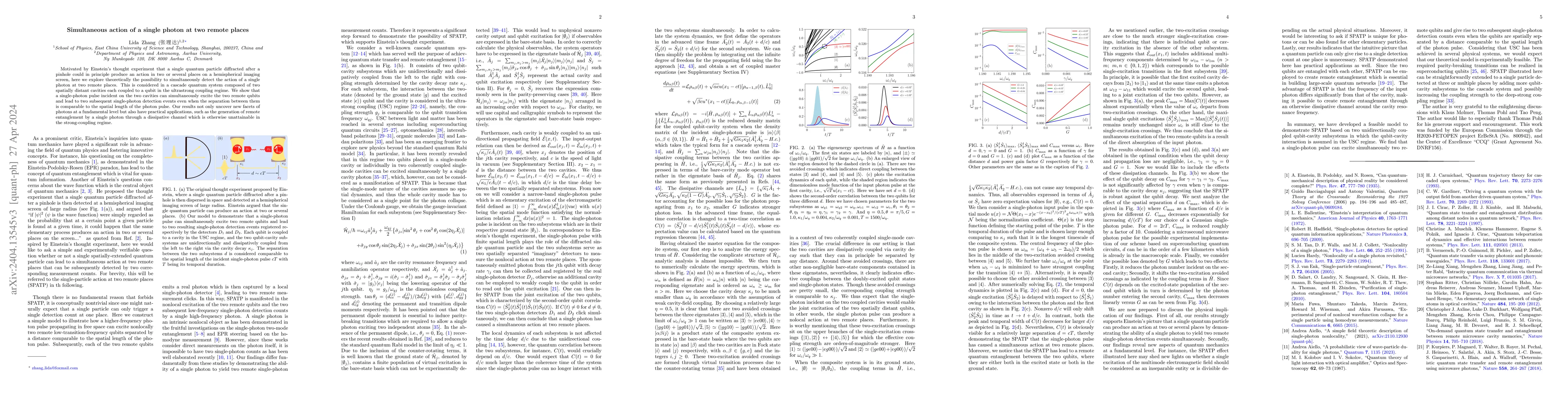 Thumbnail for Simultaneous action of a single photon at two remote places
