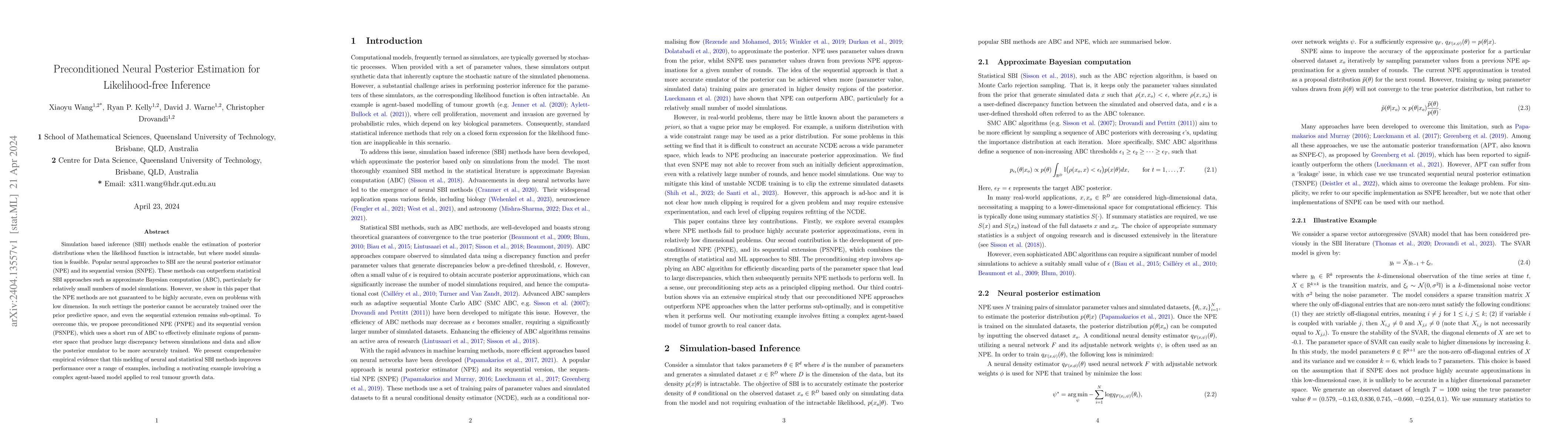 Thumbnail for Preconditioned Neural Posterior Estimation for Likelihood-free Inference