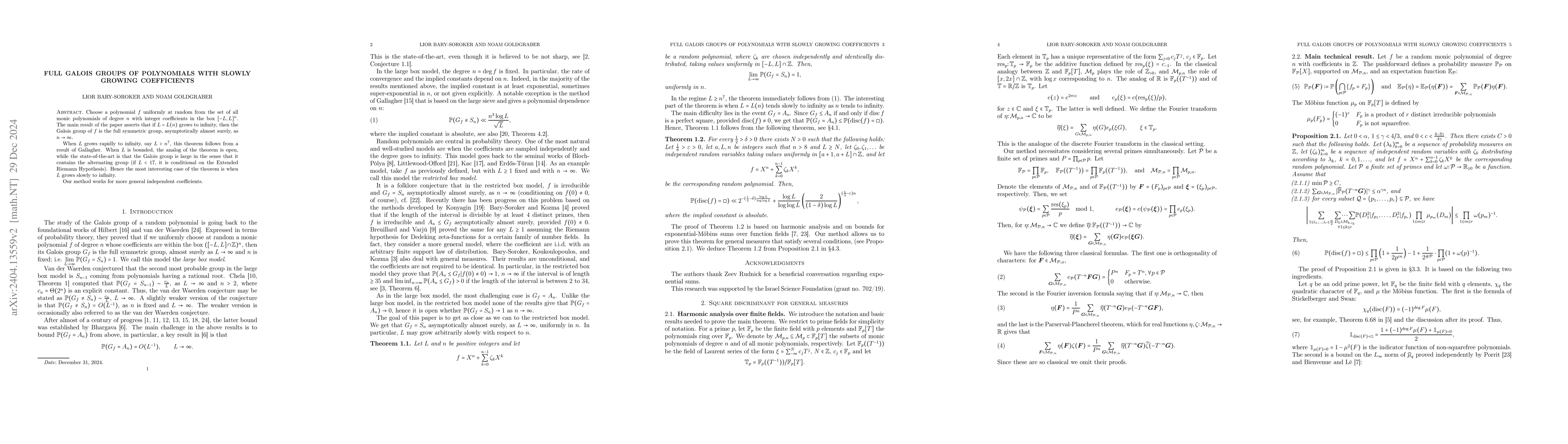 Thumbnail for Full Galois groups of polynomials with slowly growing coefficients