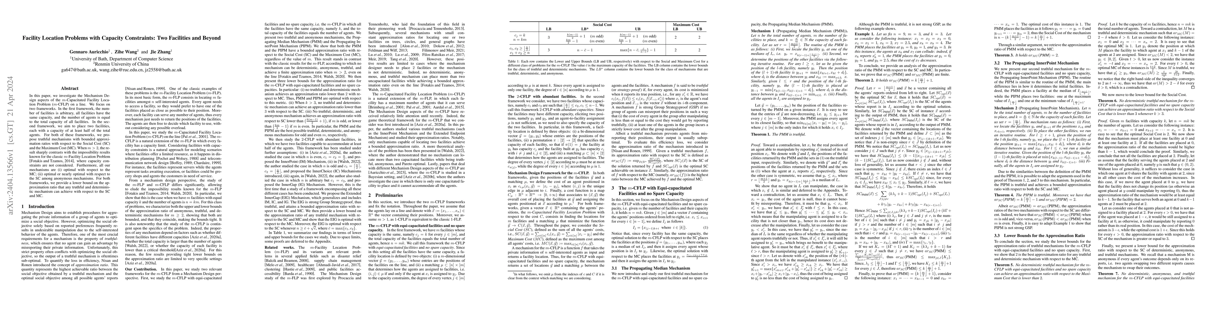 Thumbnail for Facility Location Problems with Capacity Constraints: Two Facilities and
  Beyond
