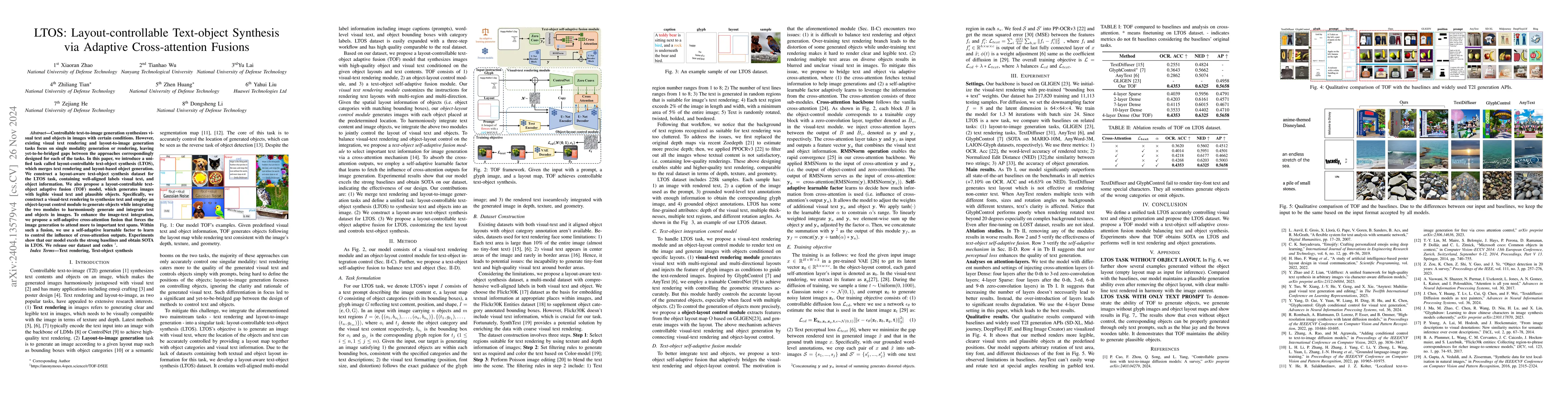 Thumbnail for LTOS: Layout-controllable Text-Object Synthesis via Adaptive
  Cross-attention Fusions