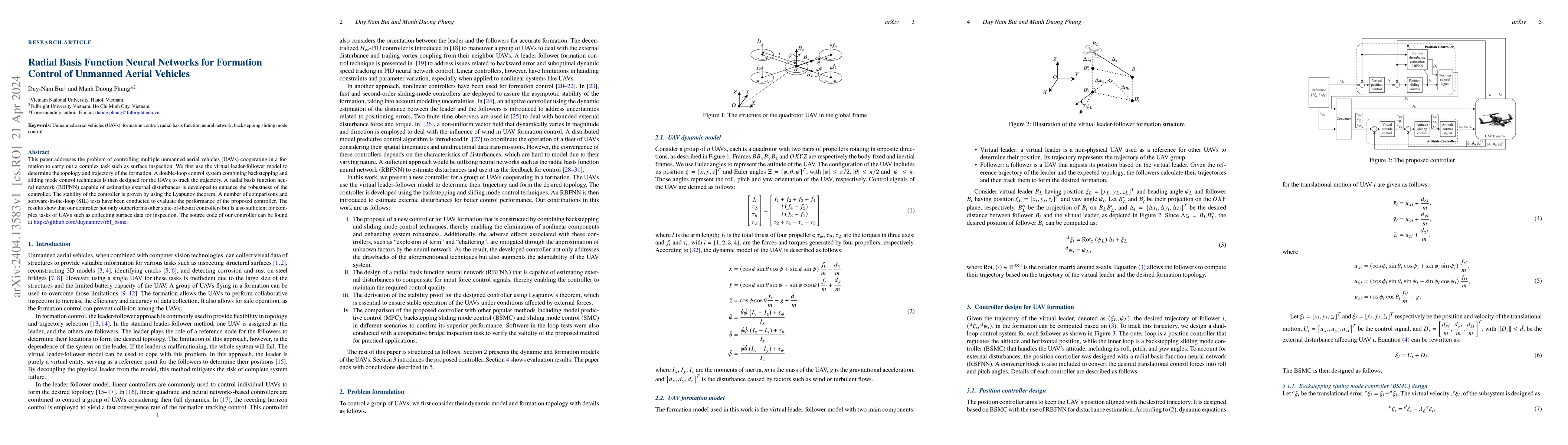 Thumbnail for Radial Basis Function Neural Networks for Formation Control of Unmanned
  Aerial Vehicles