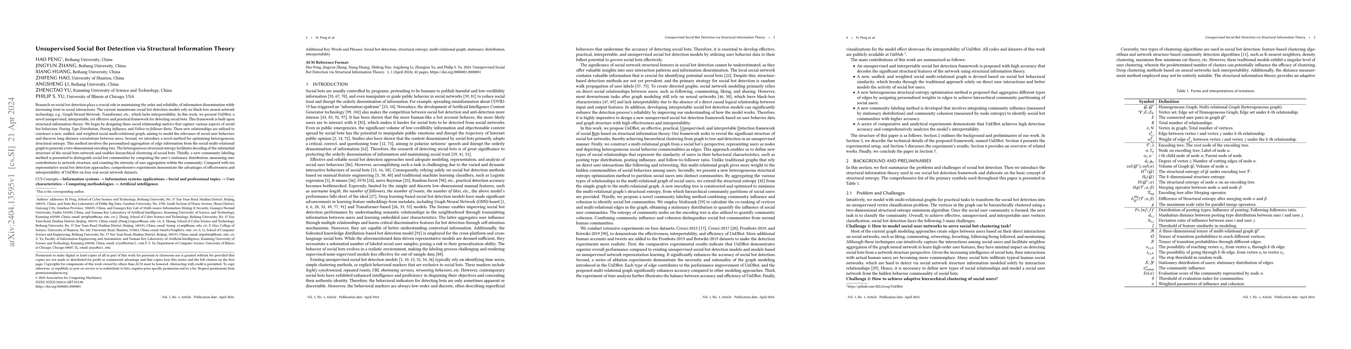 Thumbnail for Unsupervised Social Bot Detection via Structural Information Theory