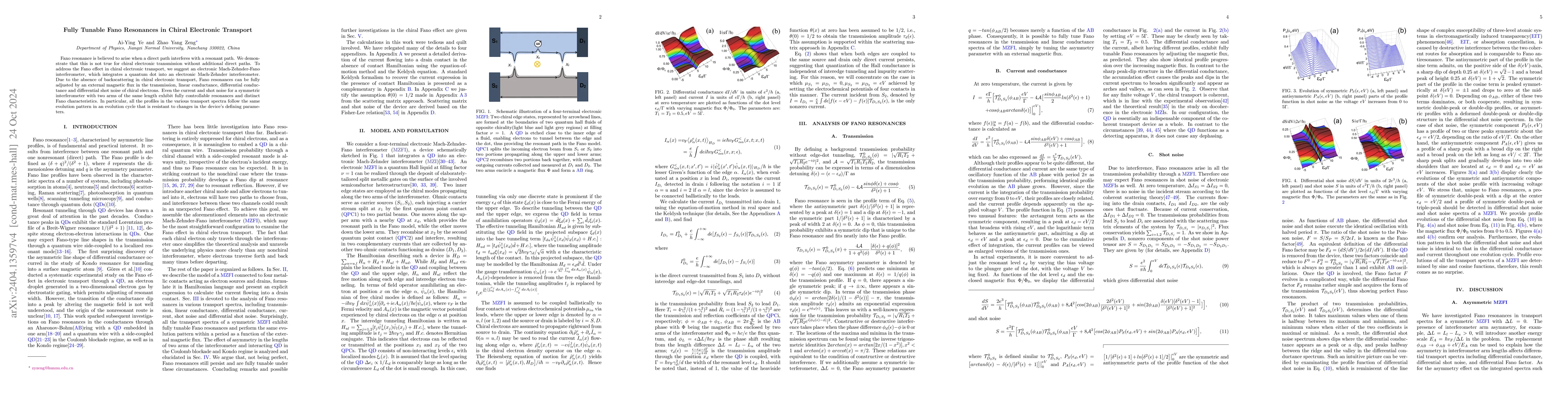 Thumbnail for Fully Tunable Fano Resonances in Chiral Electronic Transport