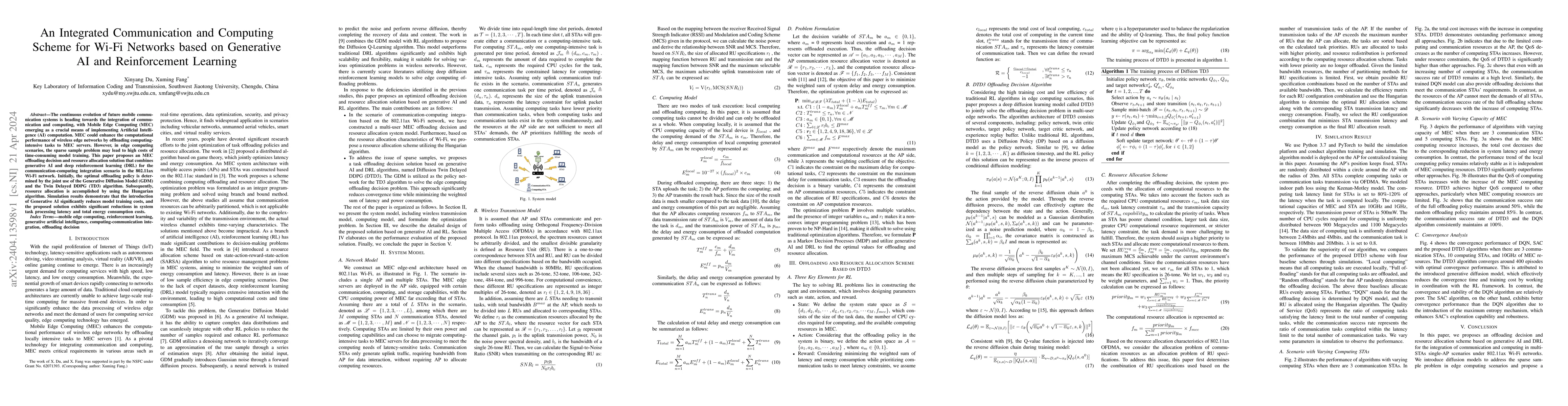 Thumbnail for An Integrated Communication and Computing Scheme for Wi-Fi Networks
  based on Generative AI and Reinforcement Learning