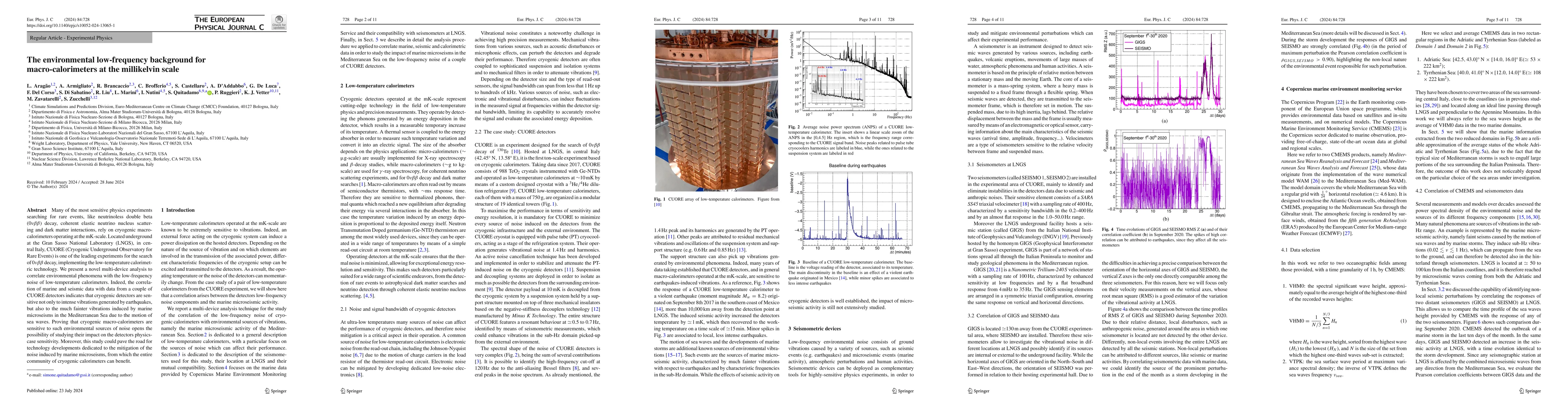 Thumbnail for The environmental low-frequency background for macro-calorimeters at the
  millikelvin scale