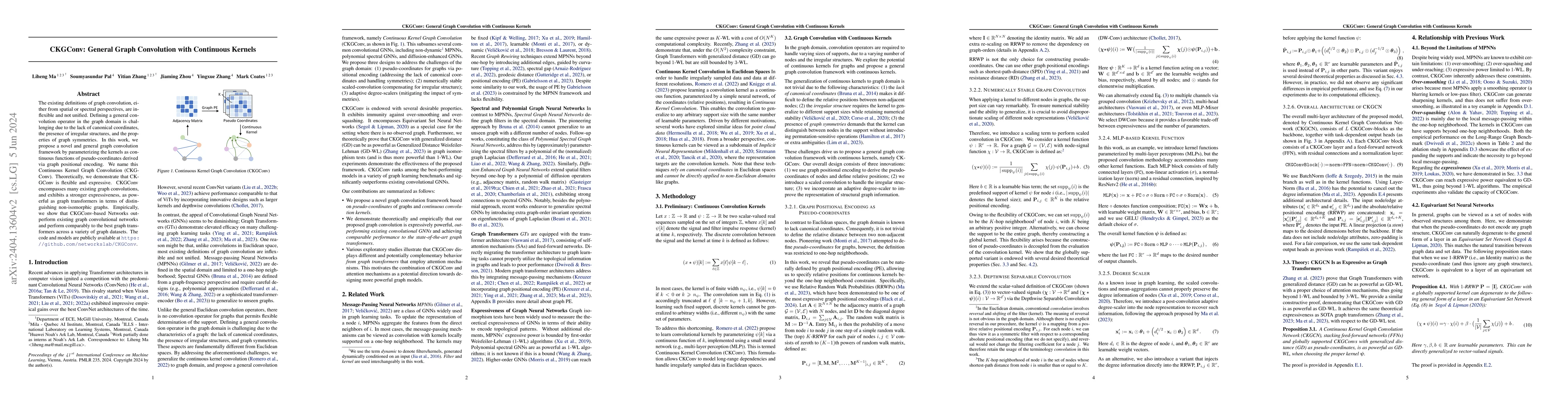 Thumbnail for CKGConv: General Graph Convolution with Continuous Kernels