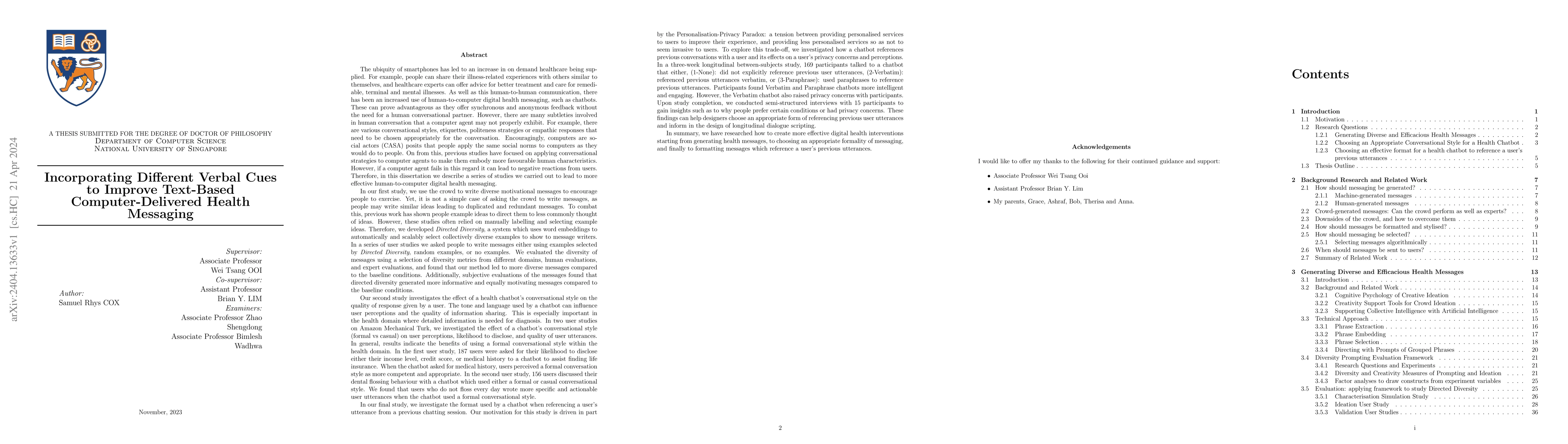 Thumbnail for Incorporating Different Verbal Cues to Improve Text-Based
  Computer-Delivered Health Messaging