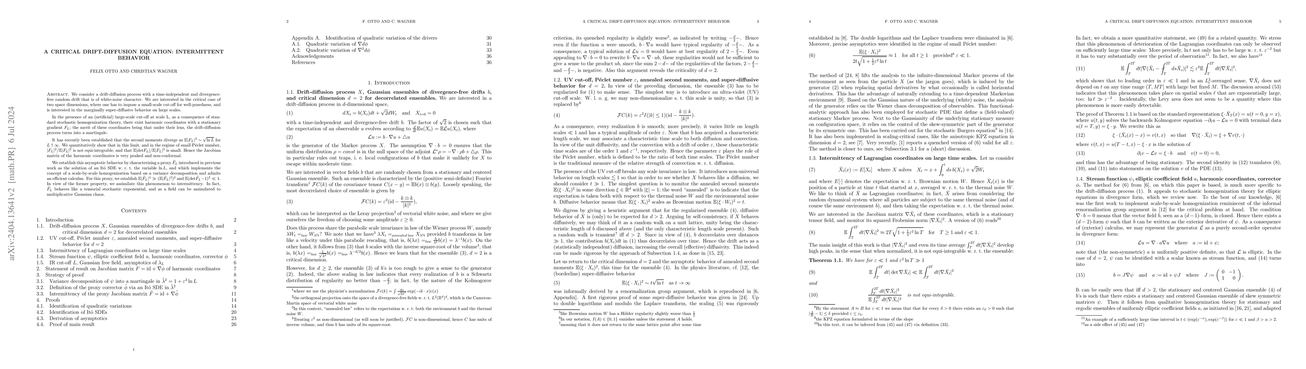 Thumbnail for A critical drift-diffusion equation: intermittent behavior