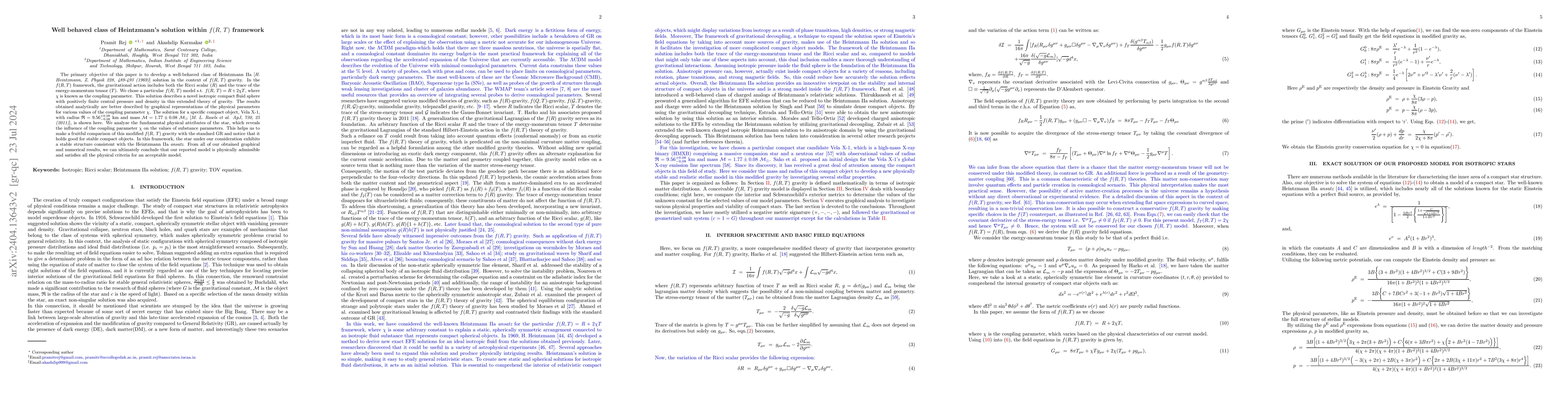 Thumbnail for Well behaved class of Heintzmann's solution within $f(R,\,T)$ framework