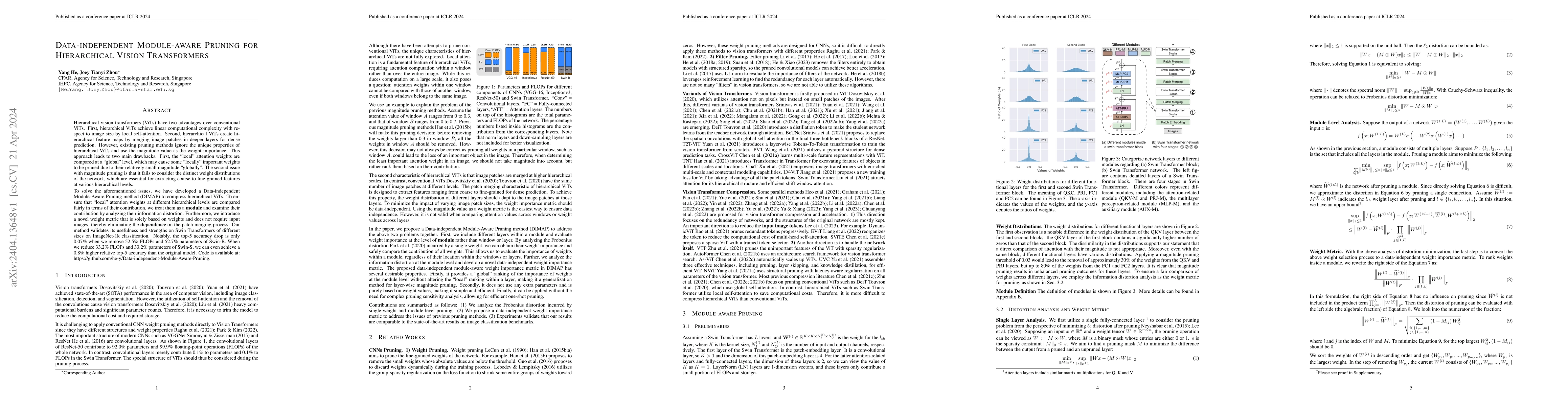 Thumbnail for Data-independent Module-aware Pruning for Hierarchical Vision
  Transformers