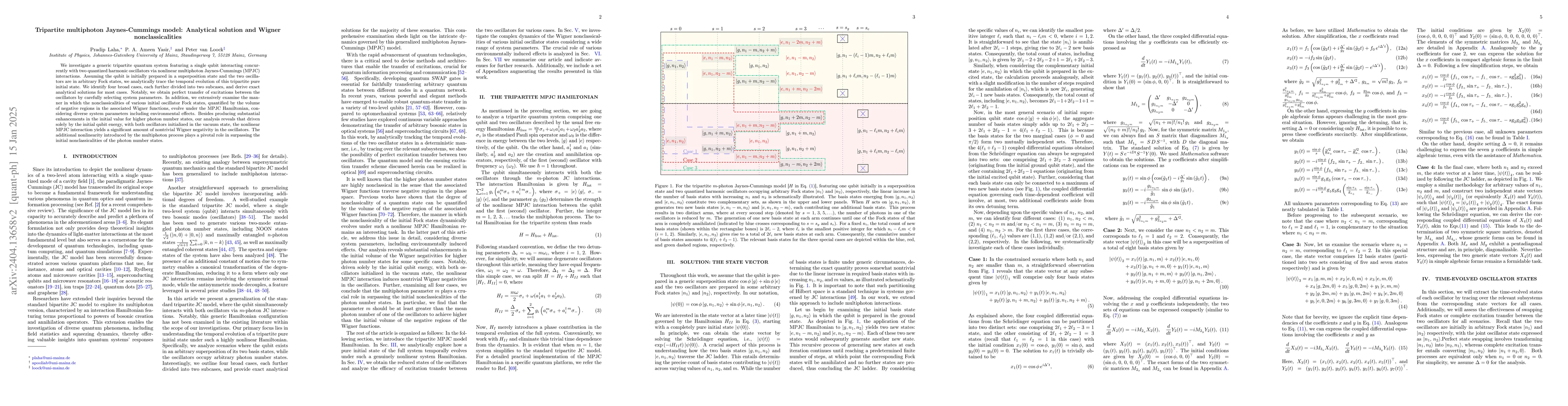 Thumbnail for Tripartite multiphoton Jaynes-Cummings model: analytical solution and
  Wigner nonclassicalities