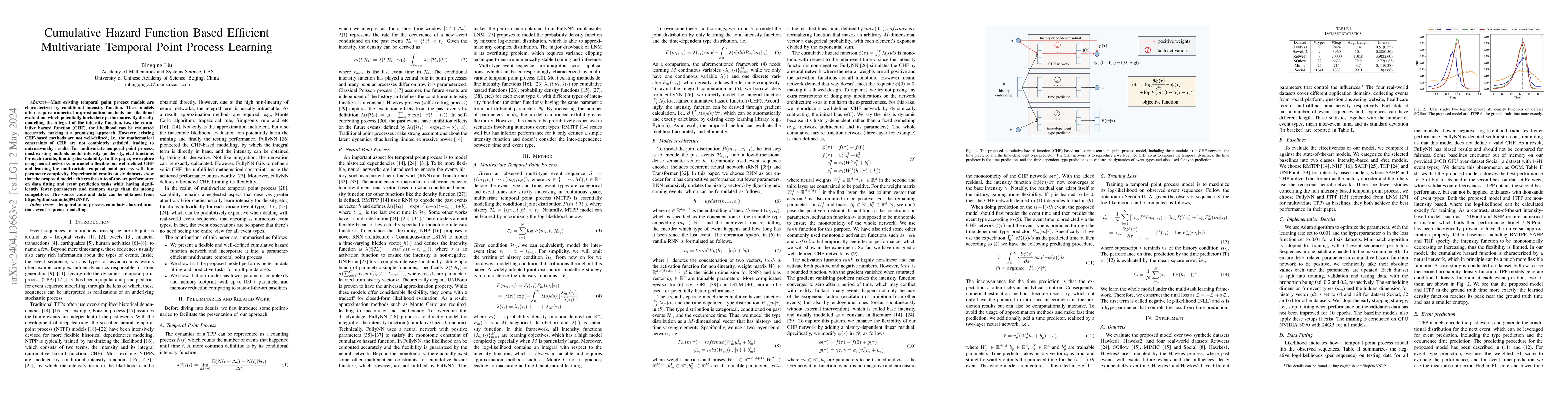 Thumbnail for Cumulative Hazard Function Based Efficient Multivariate Temporal Point
  Process Learning
