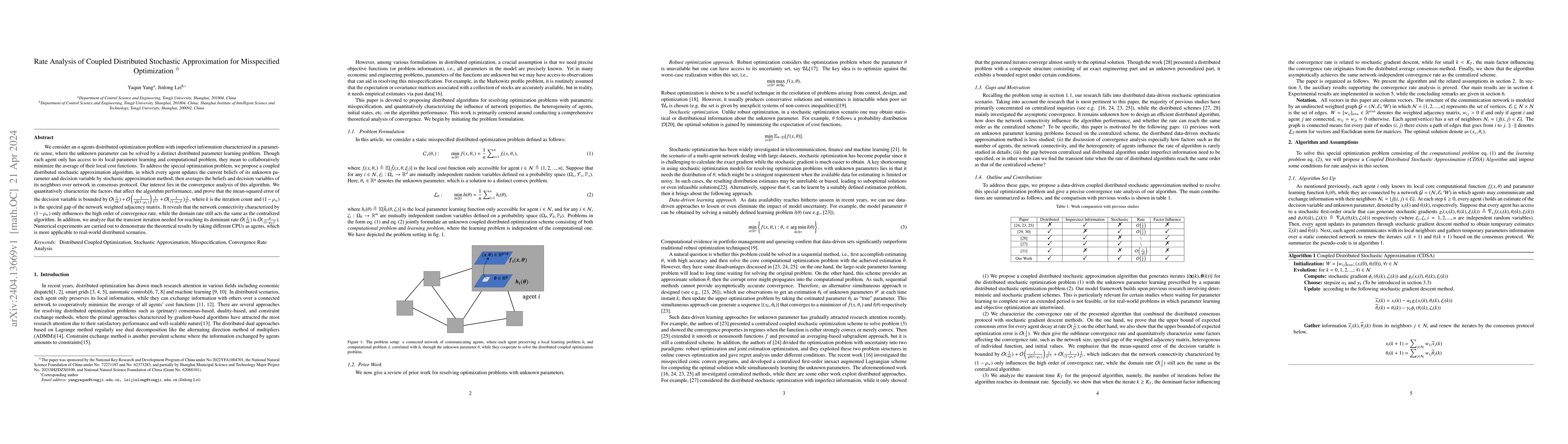 Thumbnail for Rate Analysis of Coupled Distributed Stochastic Approximation for
  Misspecified Optimization