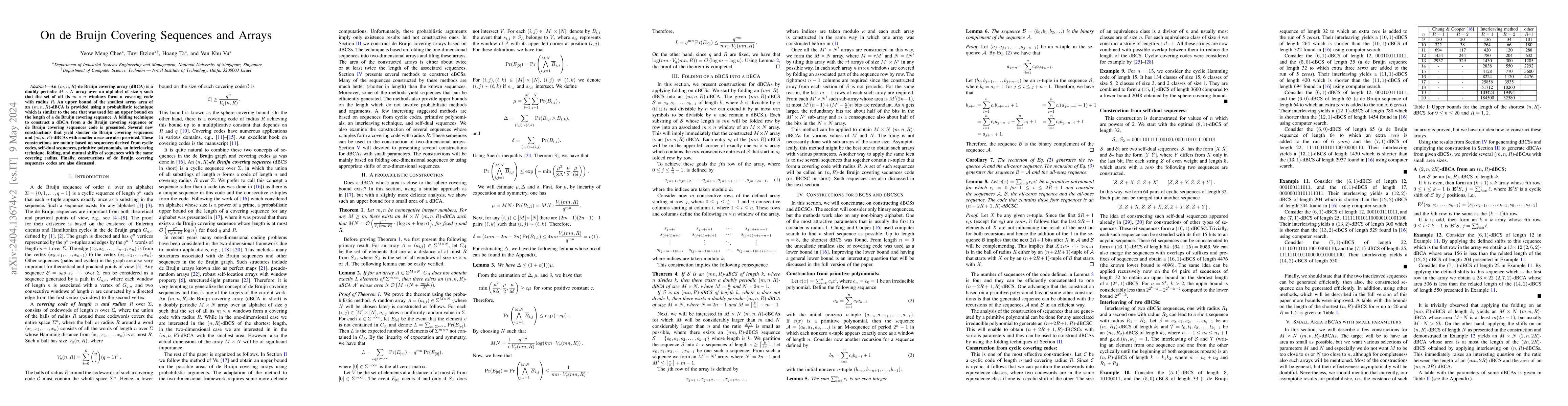 Thumbnail for On de Bruijn Covering Sequences and Arrays