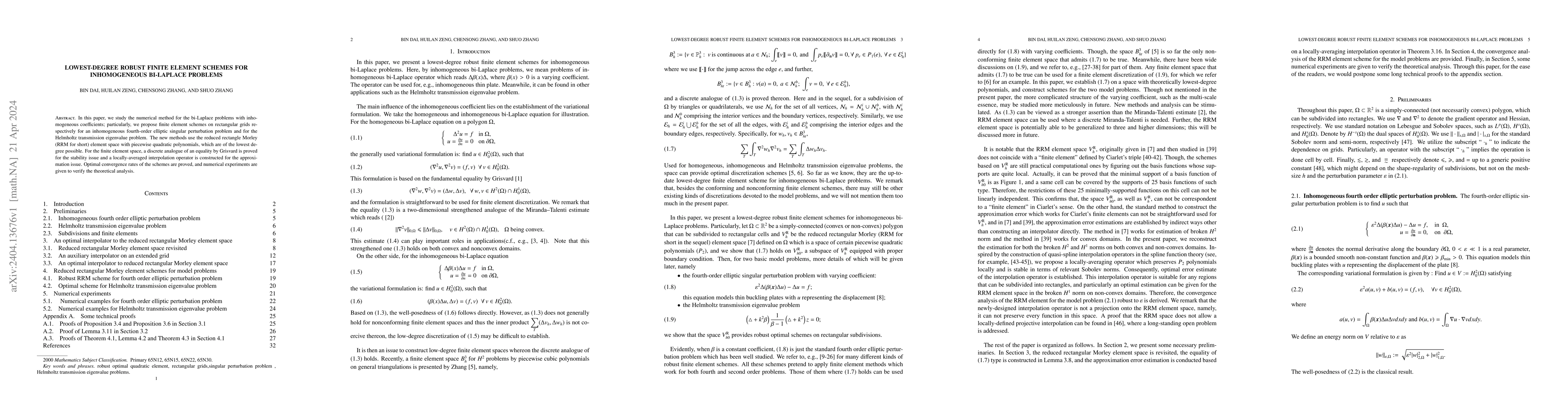 Thumbnail for Lowest-degree robust finite element schemes for inhomogeneous bi-Laplace
  problems