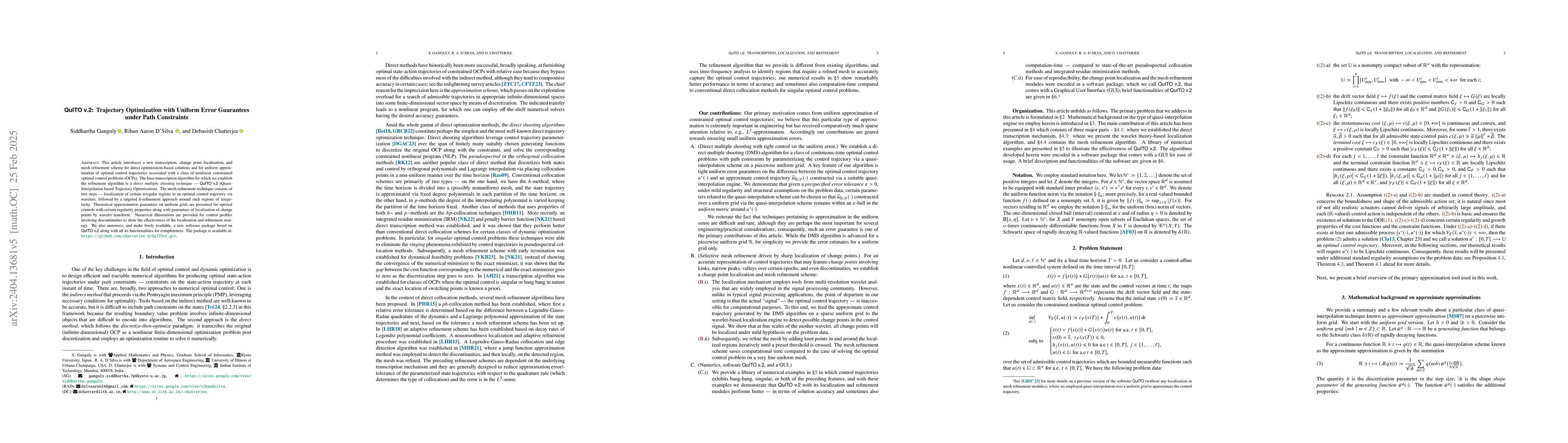 Thumbnail for $\mathsf{QuITO}$ $\textsf{v.2}$: Trajectory Optimization with Uniform
  Error Guarantees under Path Constraints