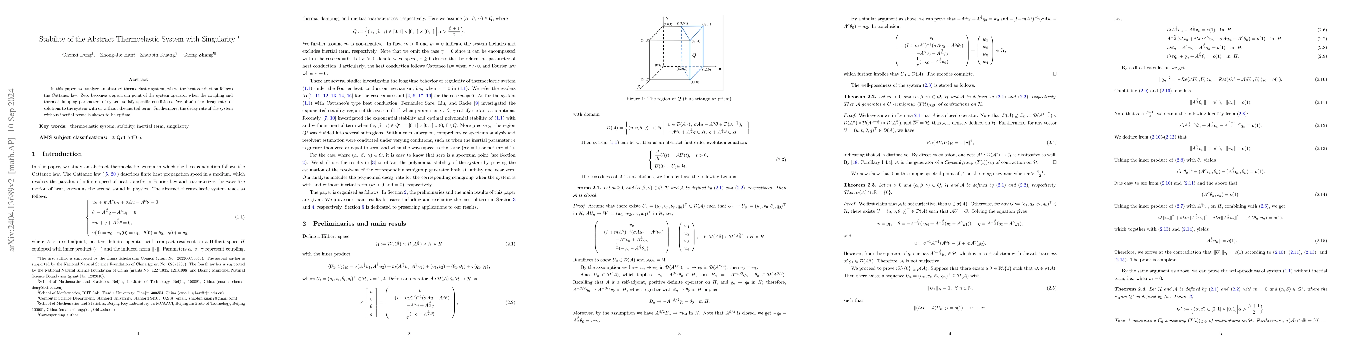 Thumbnail for Stability of the Abstract Thermoelastic System with Singularity