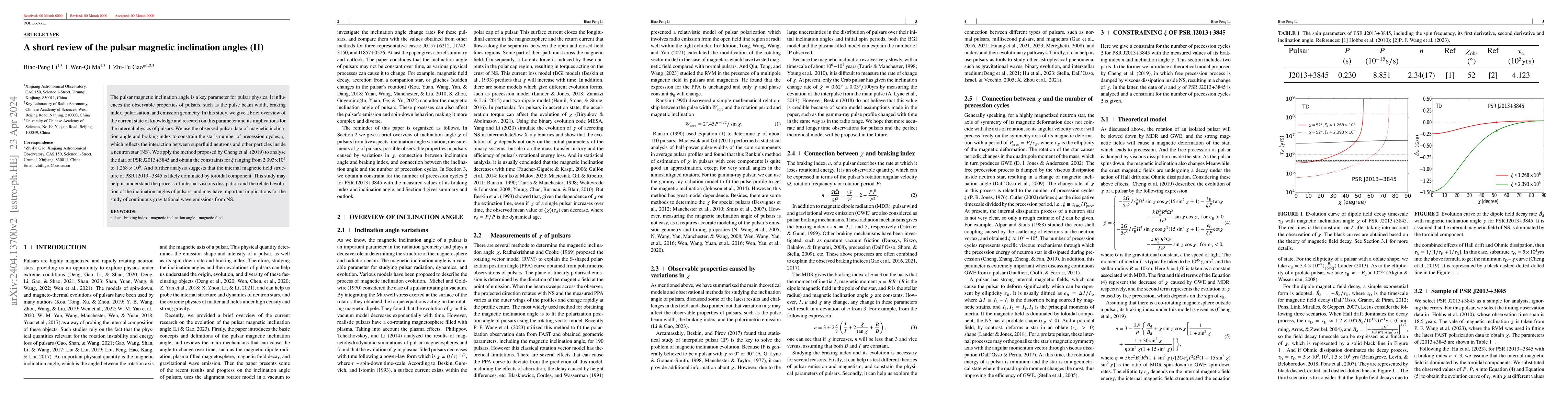 Thumbnail for A short review of the pulsar magnetic inclination angles (II)