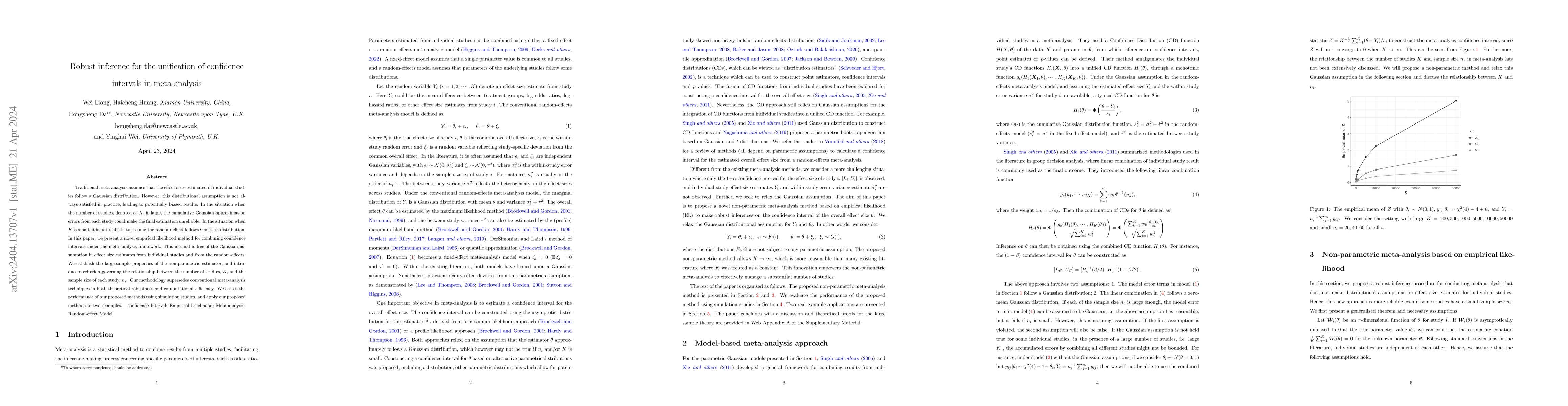 Thumbnail for Robust inference for the unification of confidence intervals in
  meta-analysis