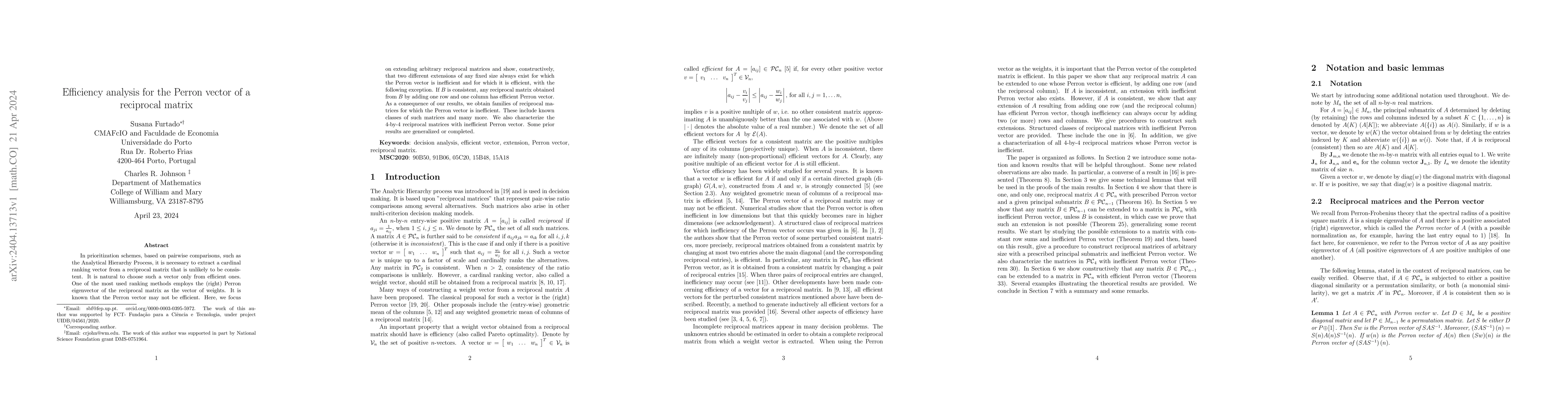 Thumbnail for Efficiency analysis for the Perron vector of a reciprocal matrix