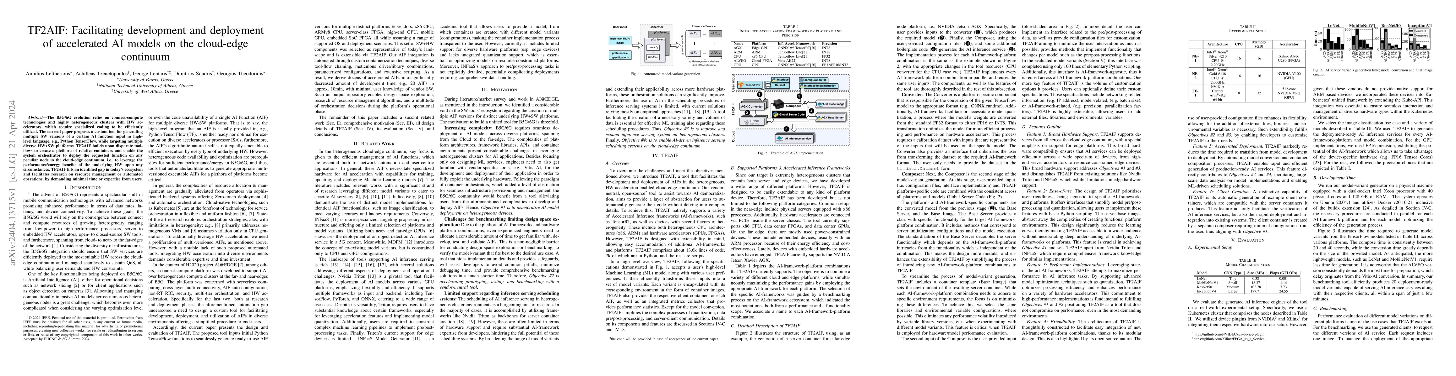 Thumbnail for TF2AIF: Facilitating development and deployment of accelerated AI models
  on the cloud-edge continuum
