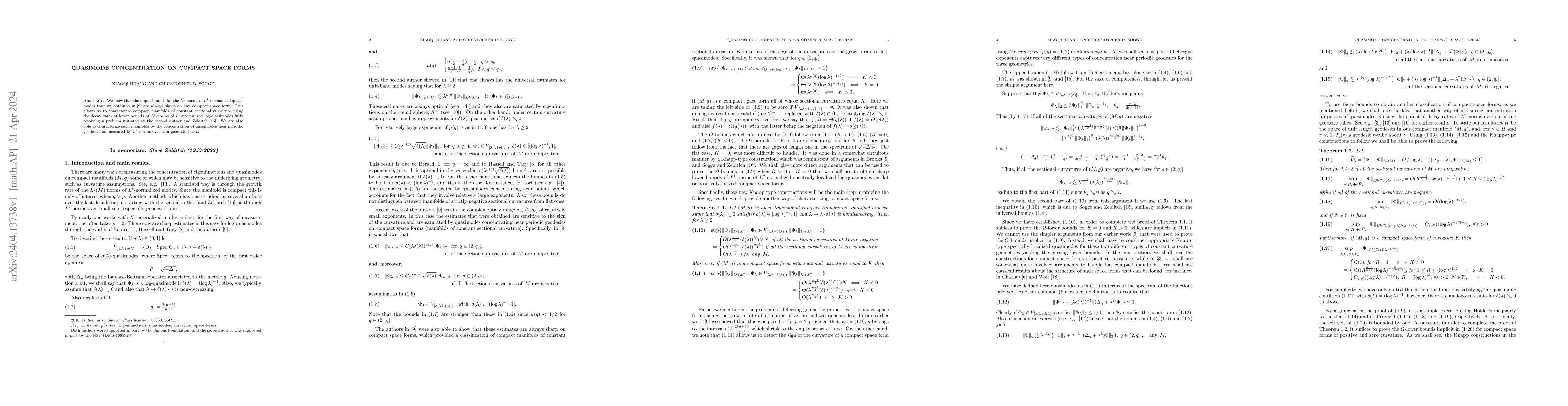 Thumbnail for Quasimode concentration on compact space forms