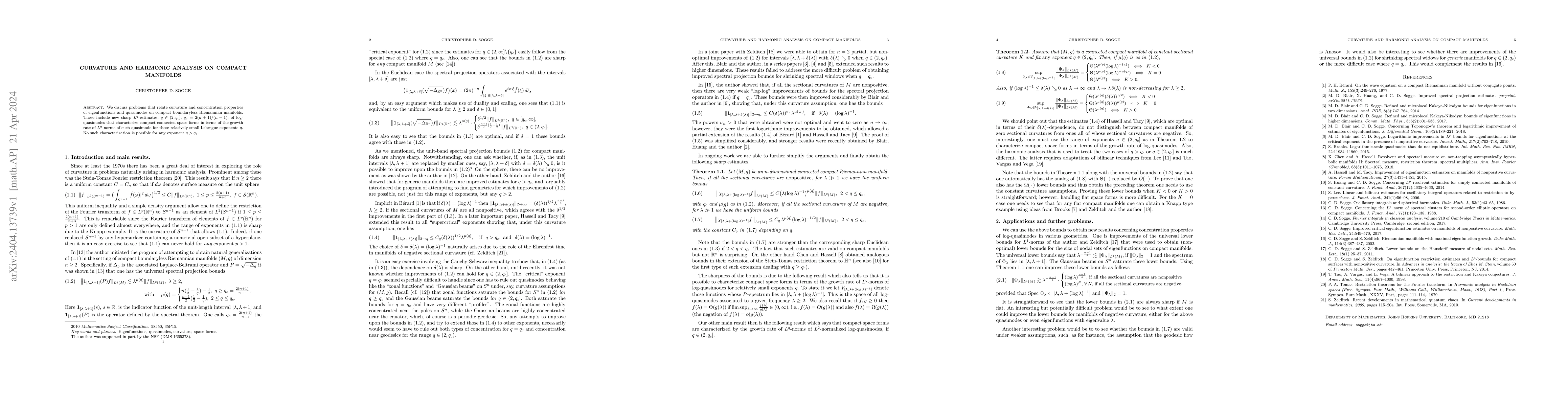 Thumbnail for Curvature and harmonic analysis on compact manifolds