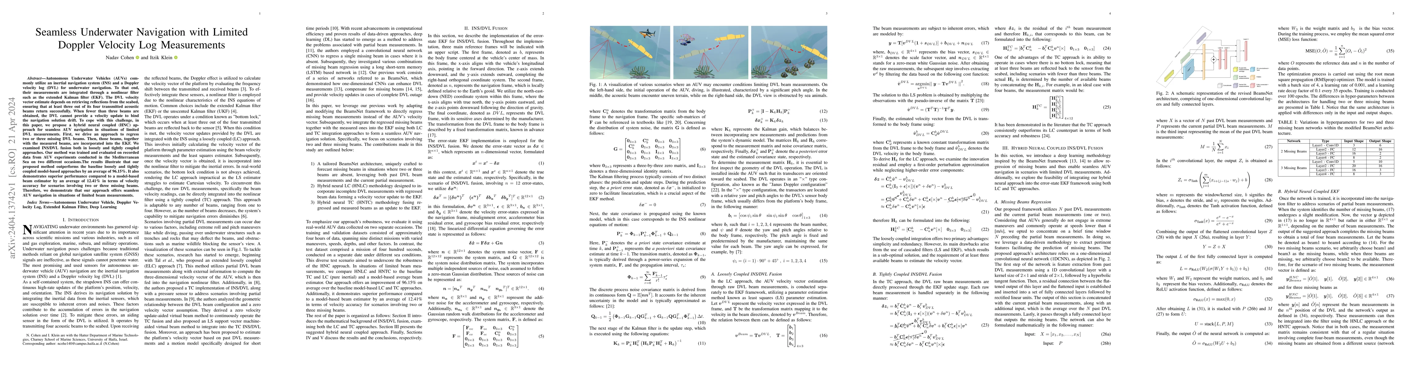 Thumbnail for Seamless Underwater Navigation with Limited Doppler Velocity Log
  Measurements