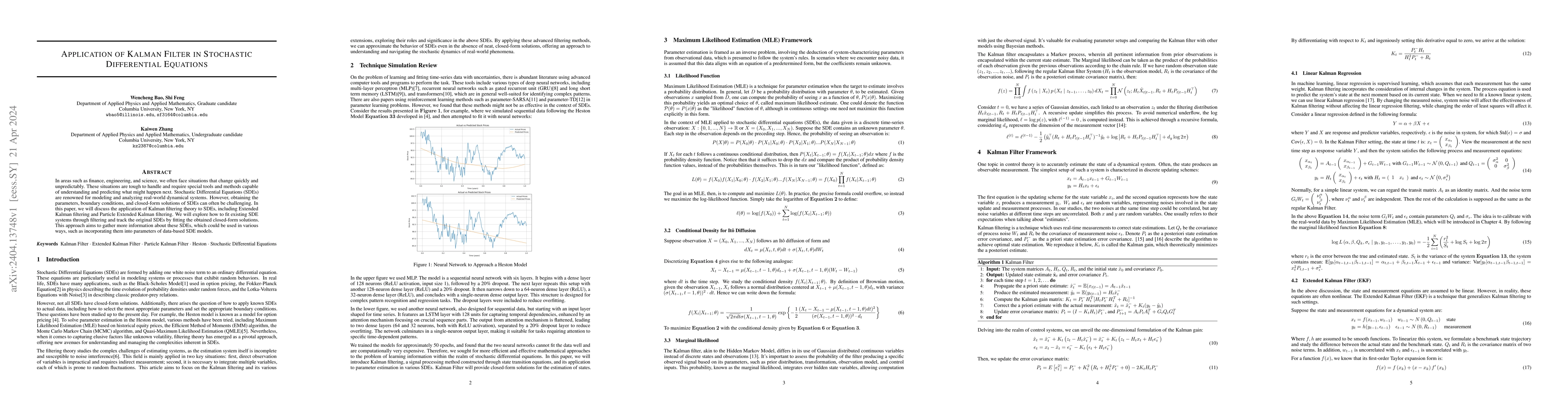 Thumbnail for Application of Kalman Filter in Stochastic Differential Equations
