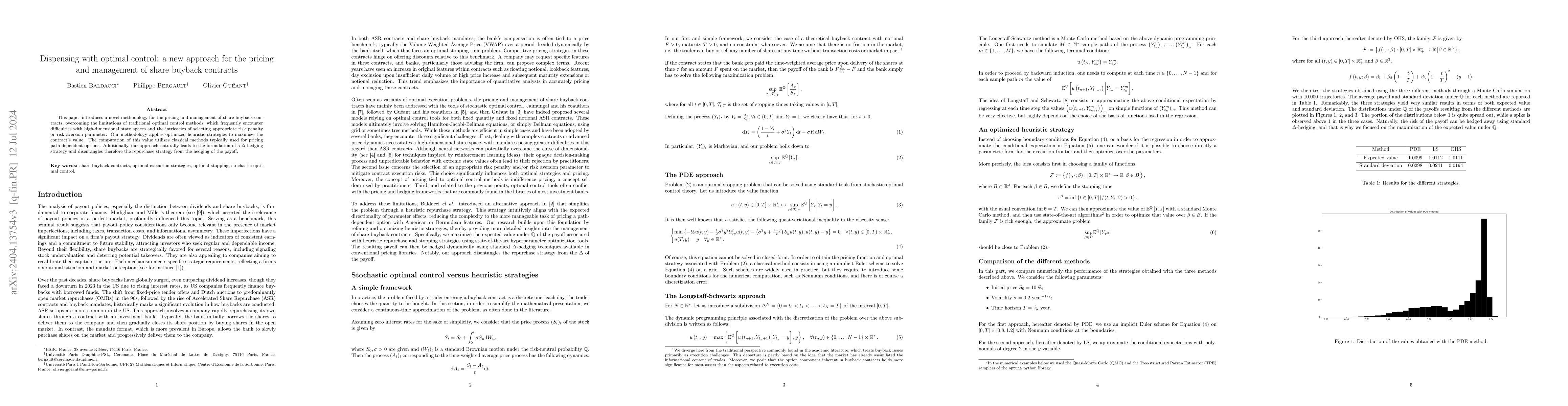 Thumbnail for Dispensing with optimal control: a new approach for the pricing and
  management of share buyback contracts