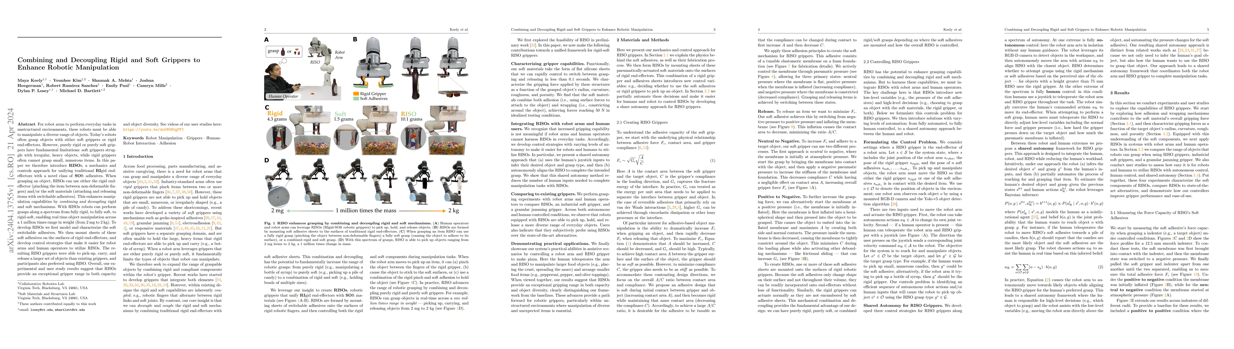 Thumbnail for Combining and Decoupling Rigid and Soft Grippers to Enhance Robotic
  Manipulation