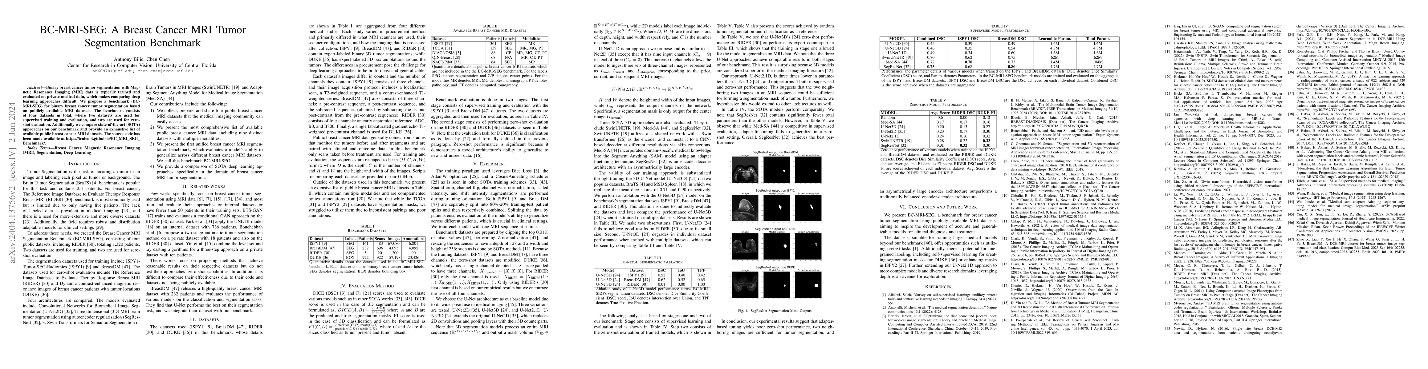 Thumbnail for BC-MRI-SEG: A Breast Cancer MRI Tumor Segmentation Benchmark